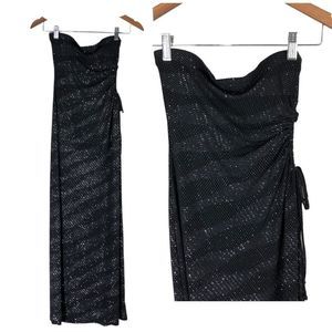 LIMITE Vintage Black Sparkly Strapless Maxi Dress XXS